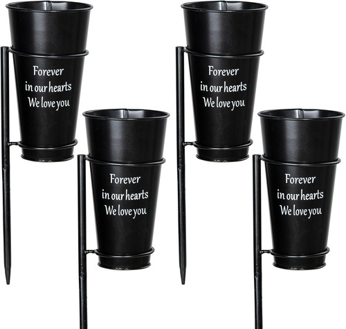 Metal cemetery vase memorial - cemetery, vase,