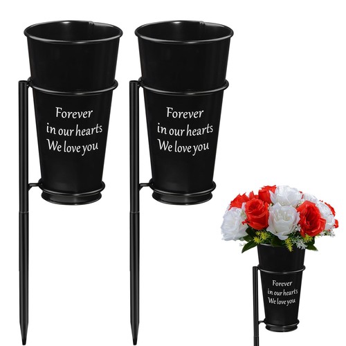 Metal cemetery vase - cemetery, vase,