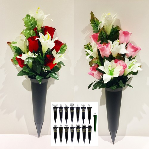 Black memorial spike vase - black,