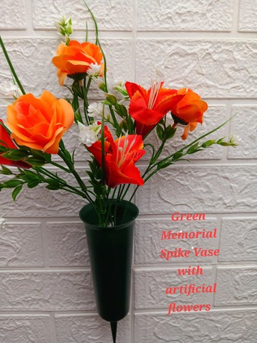 Green memorial spike vase for - green,