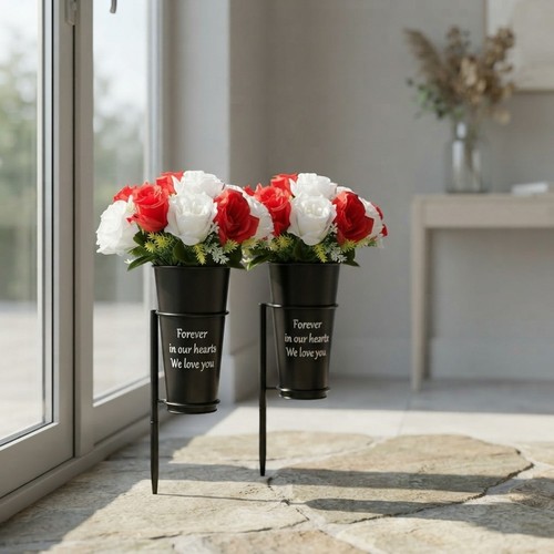 Durable metal grave vases - metal,