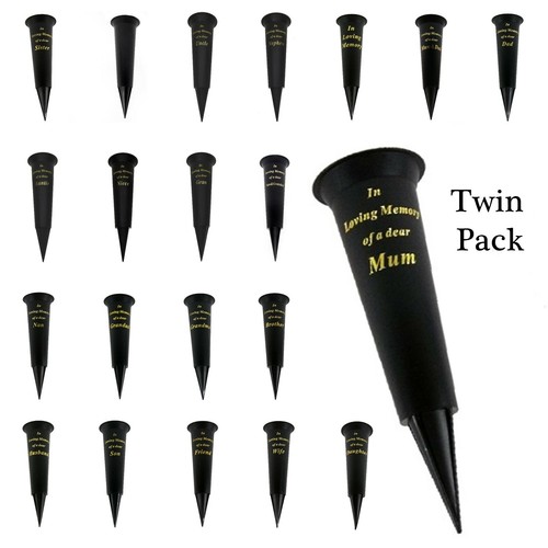 Black memorial spike vase - 2x,