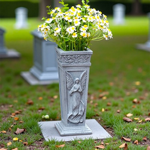 Outdoor resin grave - resin, vase
