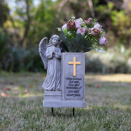 Grave vase angel sculpture - vase,