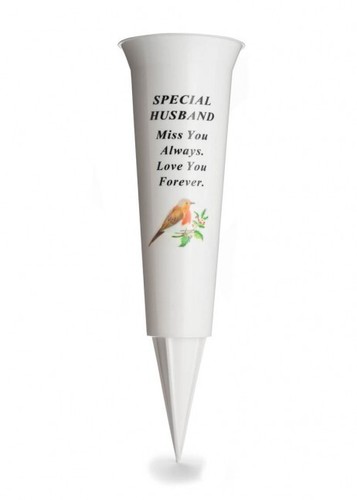 Husband white plastic memorial - white,